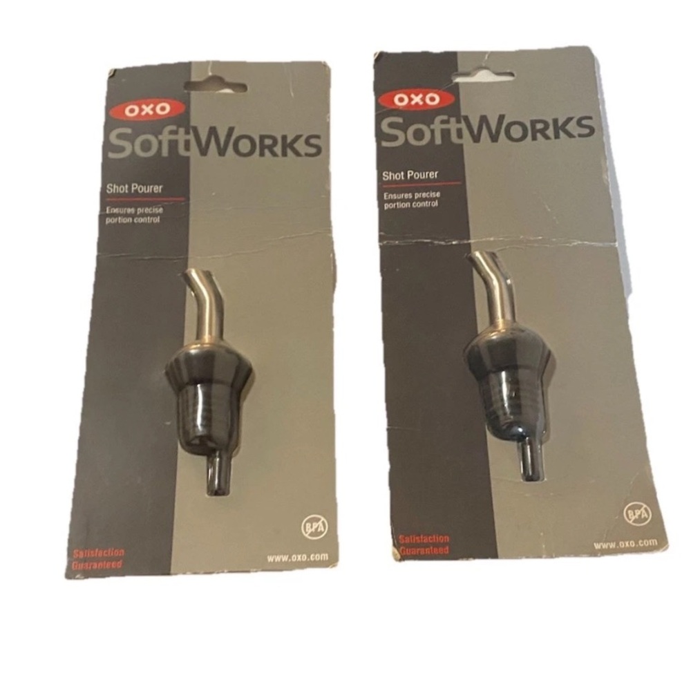 OXO Softworks Shot Cocktail Liquor Pourer Brand New Stainless Steel Set of 2